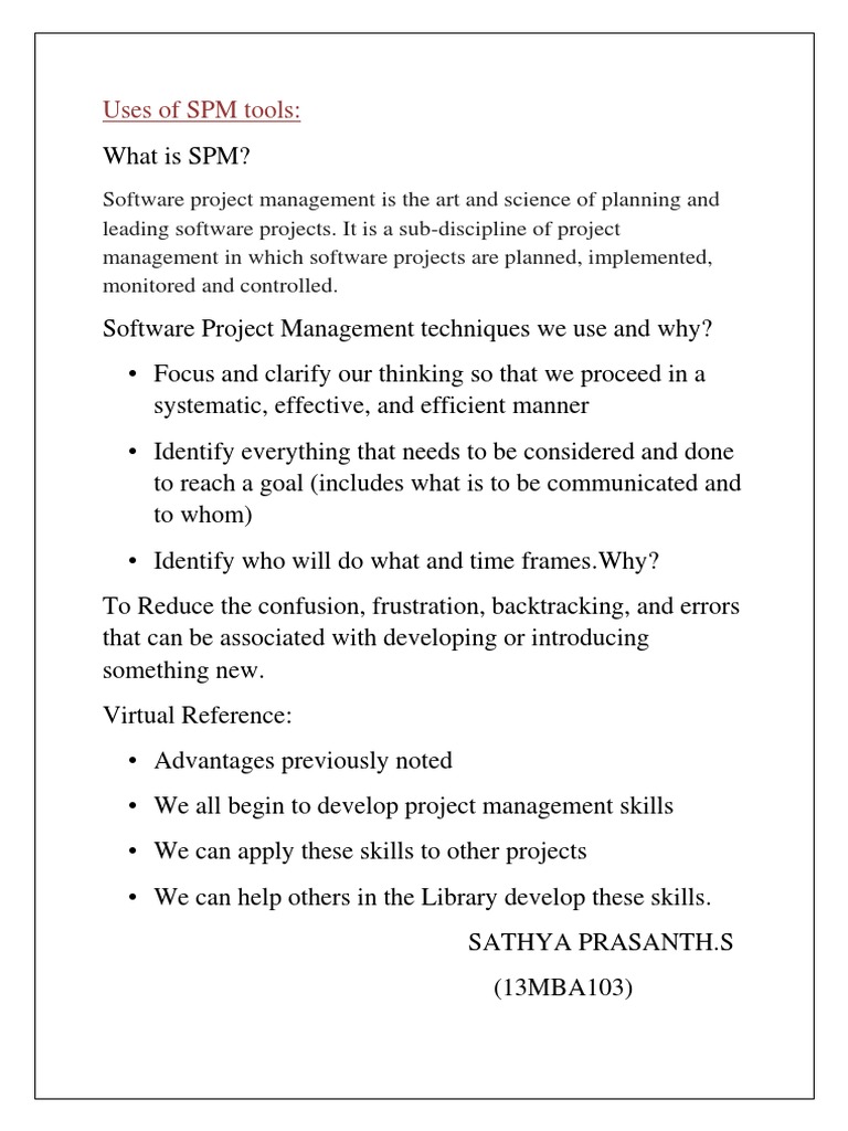 Uses of SPM Tools | PDF