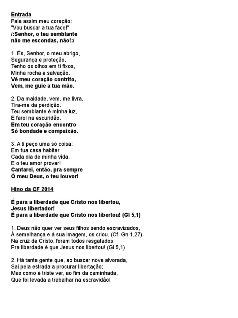 Cantos para QuartaFeira de Cinzas 2014