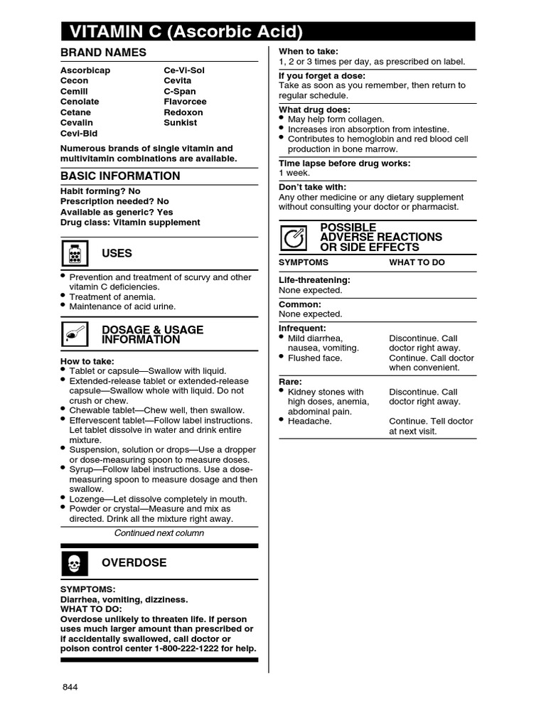 VITAMIN C (Ascorbic Acid) Brand Names PDF Vitamin C Vitamin