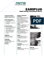 Eamiplug: Rapid Setting Cementitious Mortar