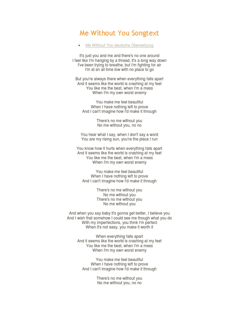 Me Without You Songtext