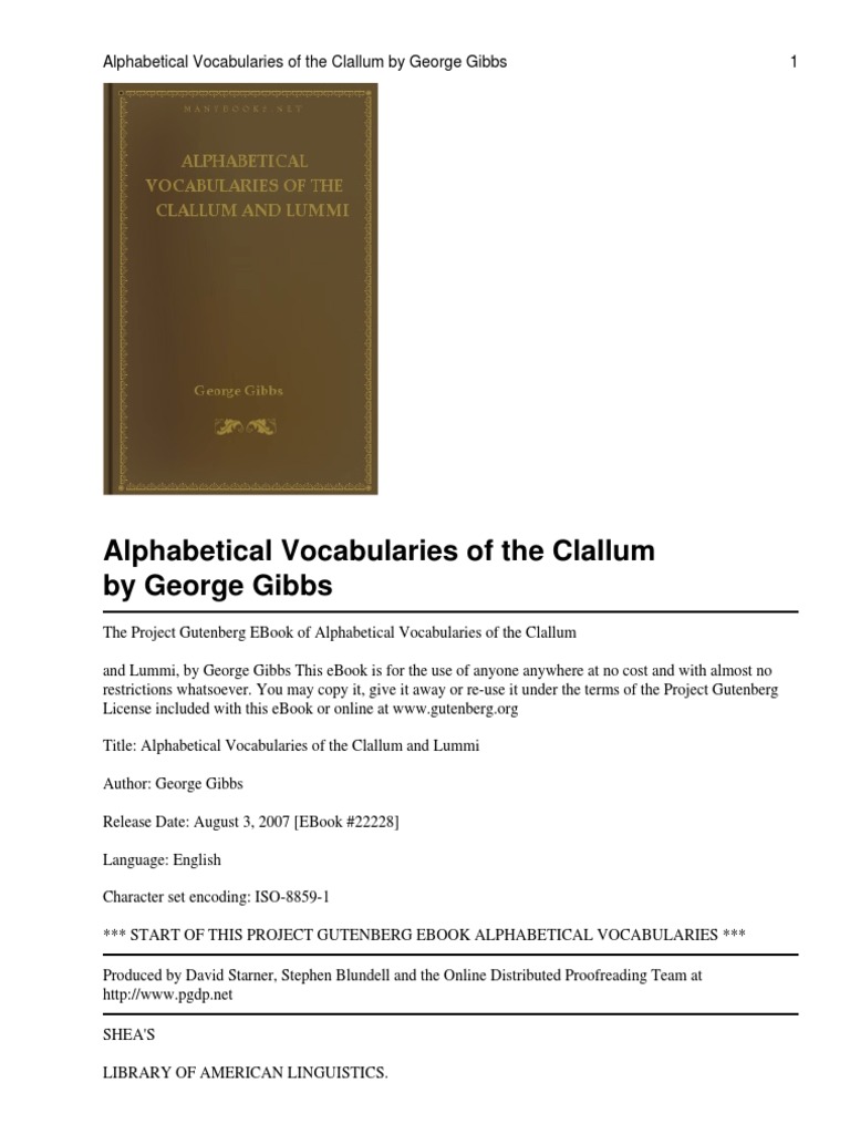 Alphabetical Vocabulary of The Clallum | PDF | Nature