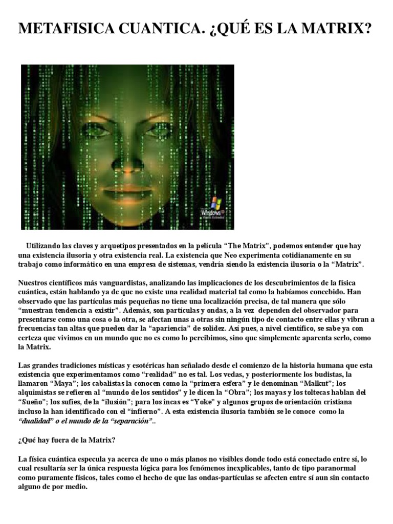 Metafísica Cuántica y la Matrix | PDF | Filosofía