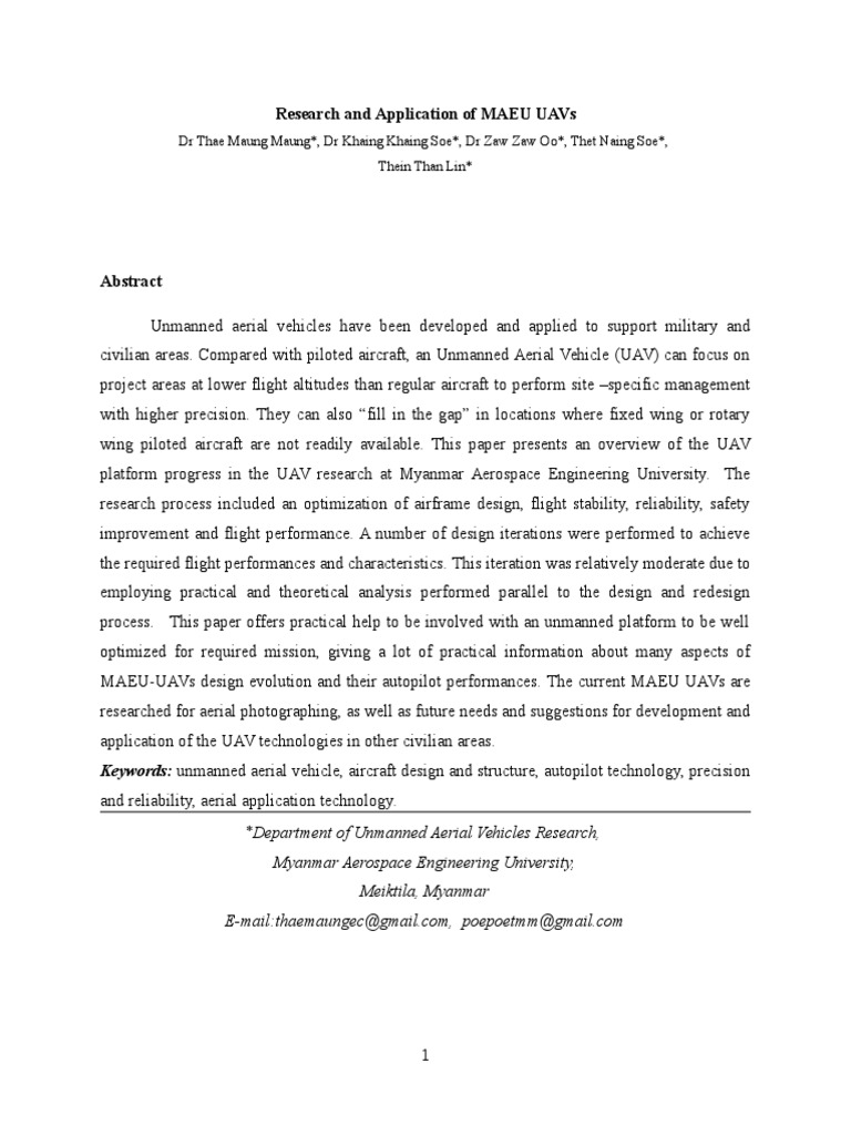 MAEU UAV Research and Development Insights | PDF | Fuselage | Unmanned ...
