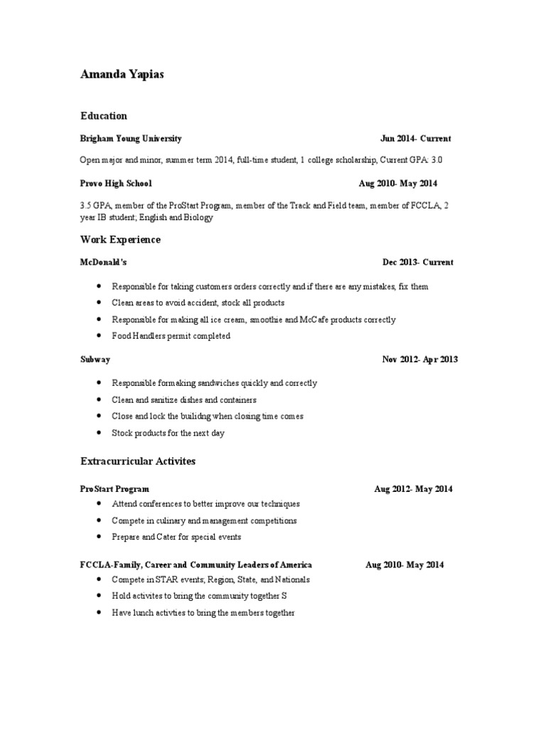 Amanda Yapias: Education & Experience Summary | PDF | Wellness