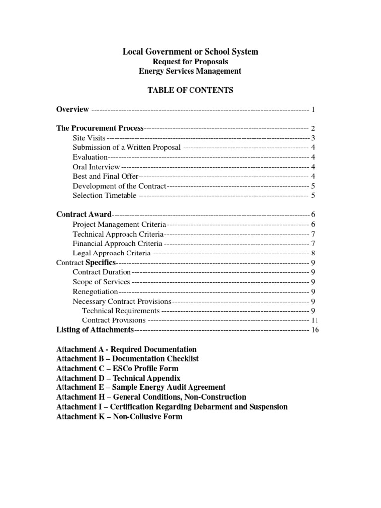 Energy Services RFP for Local Government | PDF | Request For Proposal ...