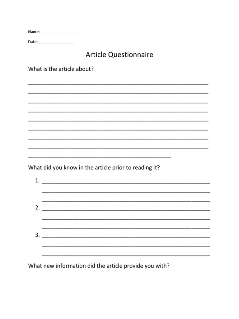 Article Feedback and Insights Form | PDF