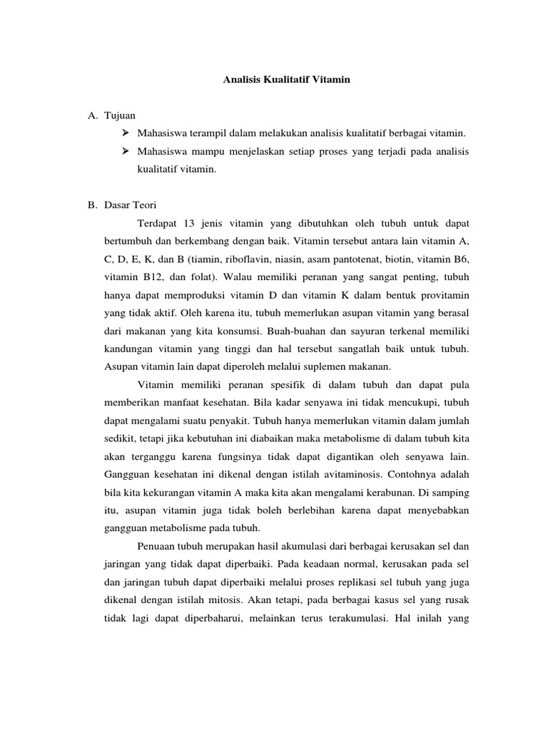 Analisis Kualitatif Vitamin