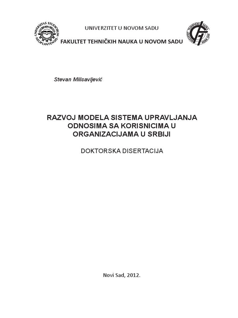 Razvoj Modela Sistema Upravljanja Odnosima Sa Korisnicima U ...