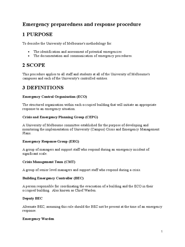 Emergency Preparedness Response Procedure PDF Emergency Management