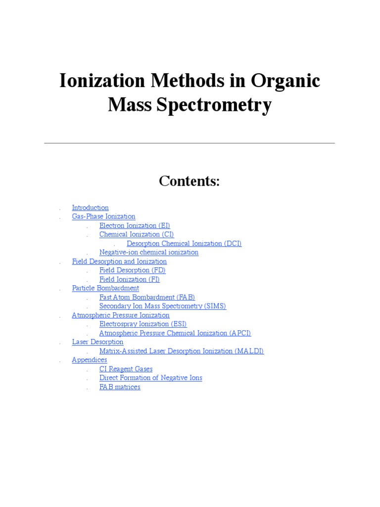 Ionisation Methods of Mass Spectrometry-2 | PDF | Mass Spectrometry ...