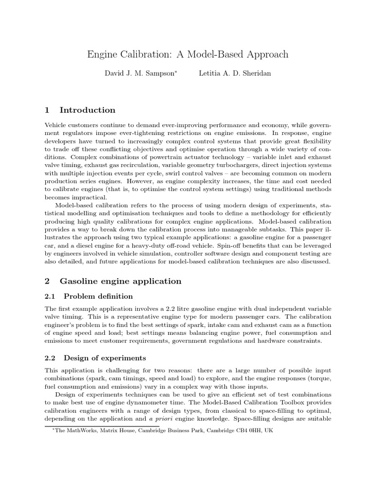 Model-Based Approach to Engine Calibration | PDF | Turbocharger | Engines