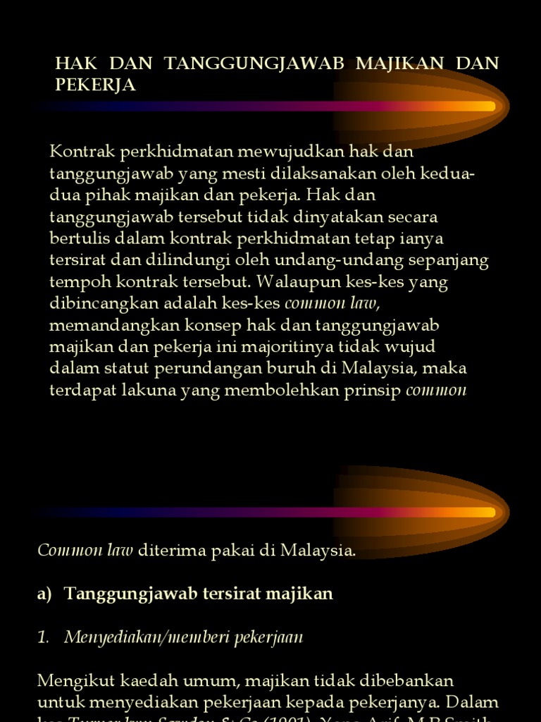 (2) Hak Dan Tanggungjawab Majikan & Pekerja