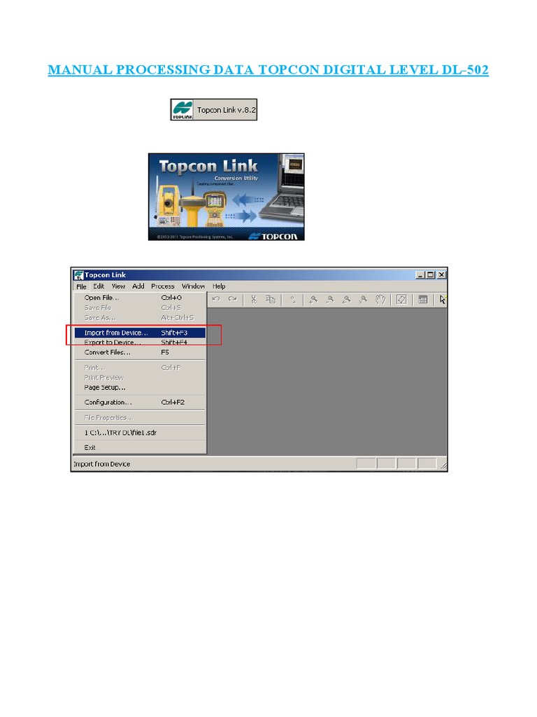 Topcon DL-502 Data Processing Manual | PDF