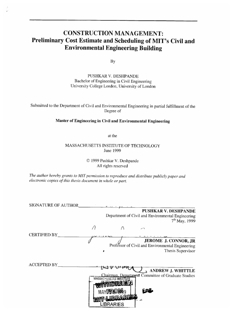 MIT Civil Engineering Building Management | PDF | Construction ...