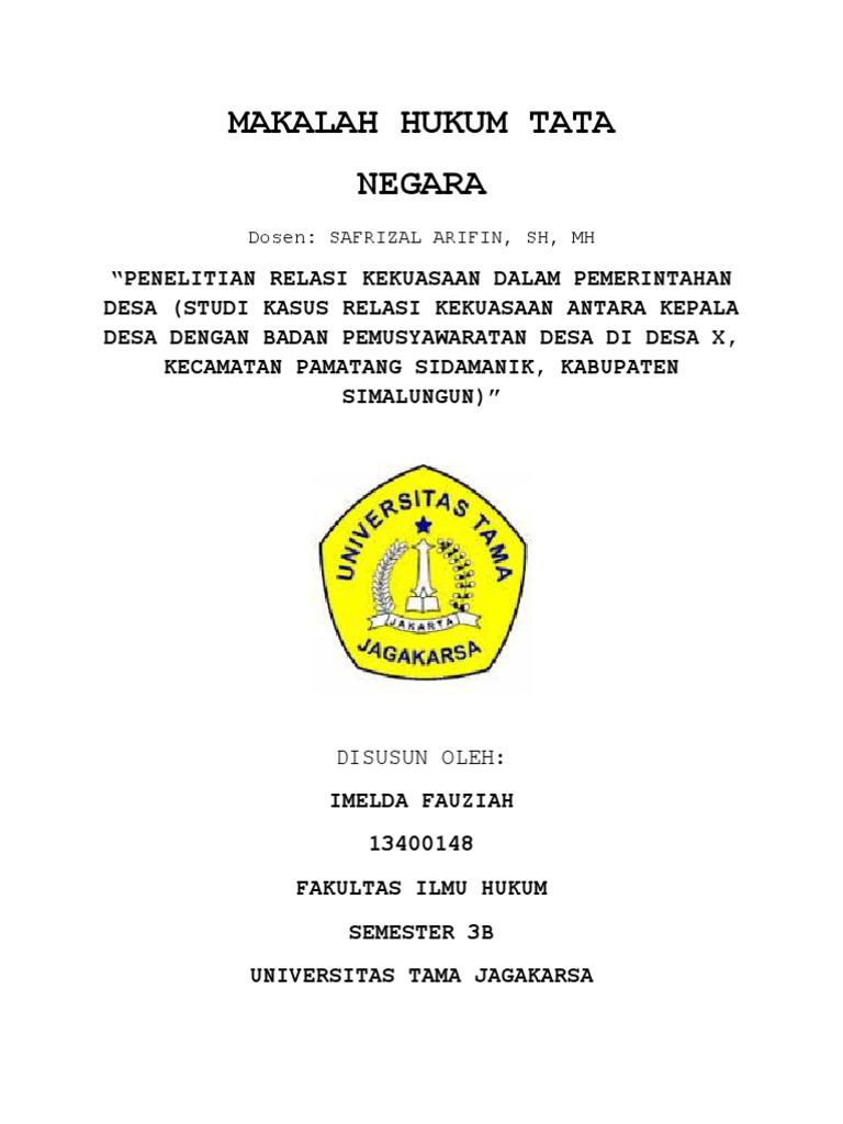 Cover Makalah Hukum Tata Negara