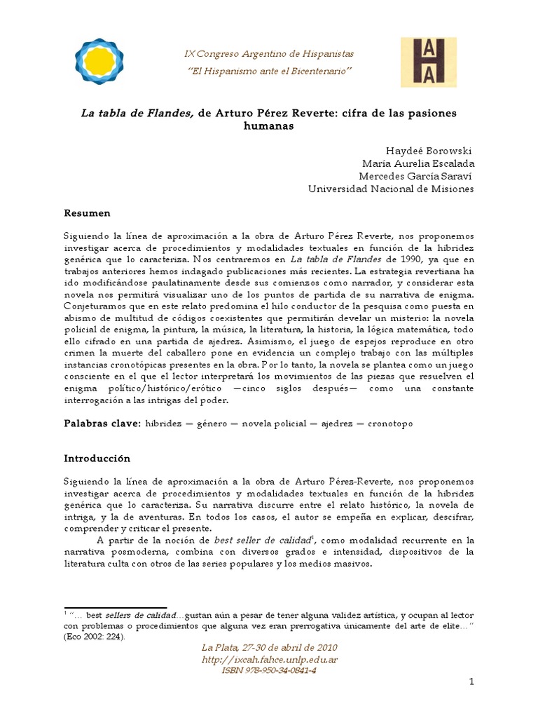 La Tabla de Flandes de Arturo Perez Reverte Cifra de Las Pasiones