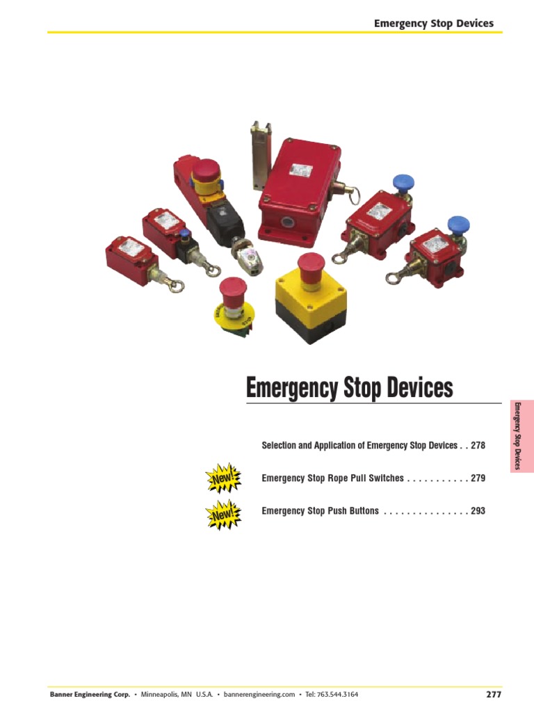 Emergency Stop Devices Overview | PDF | Switch | Machines