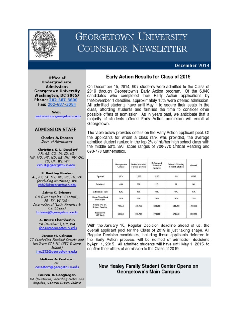 Georgetown Early Action Results 2014 | PDF | Further Education ...