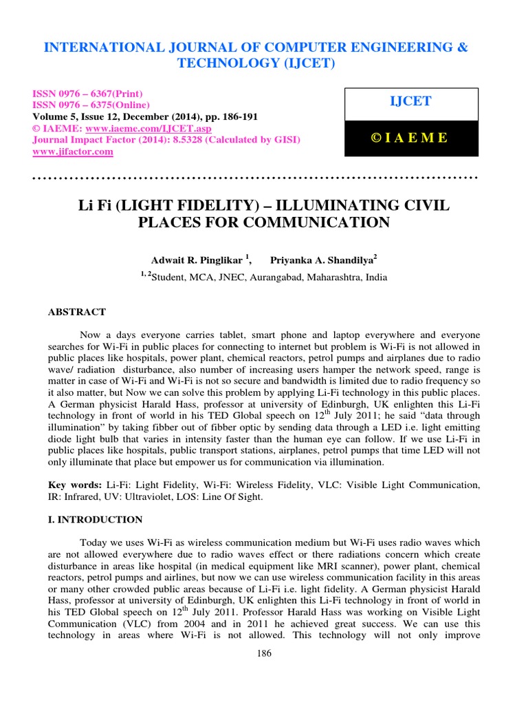 Li Fi Light Fidelity Illuminating Civil Placesfor Communication | PDF ...