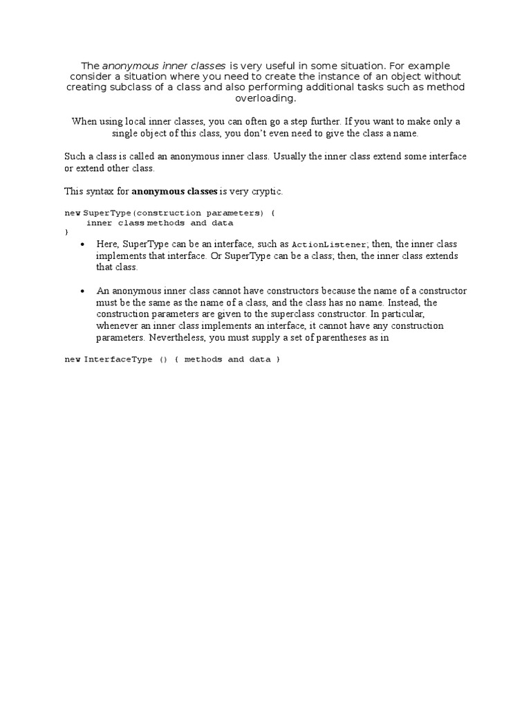 Understanding Anonymous Inner Classes | PDF | Computers