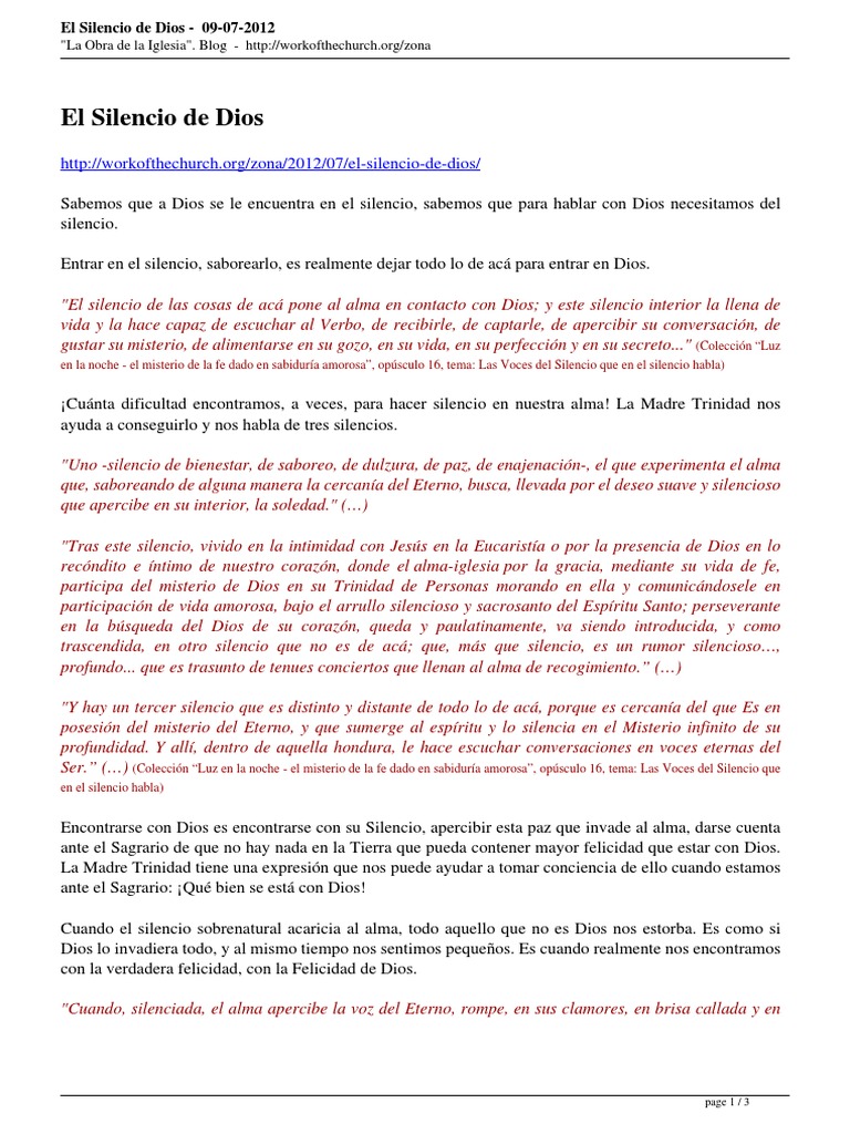El Silencio de Dios | PDF | Dios | Trinidad