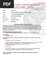 Peace Corps Technical Resource Coordinator (TRC) for Health 