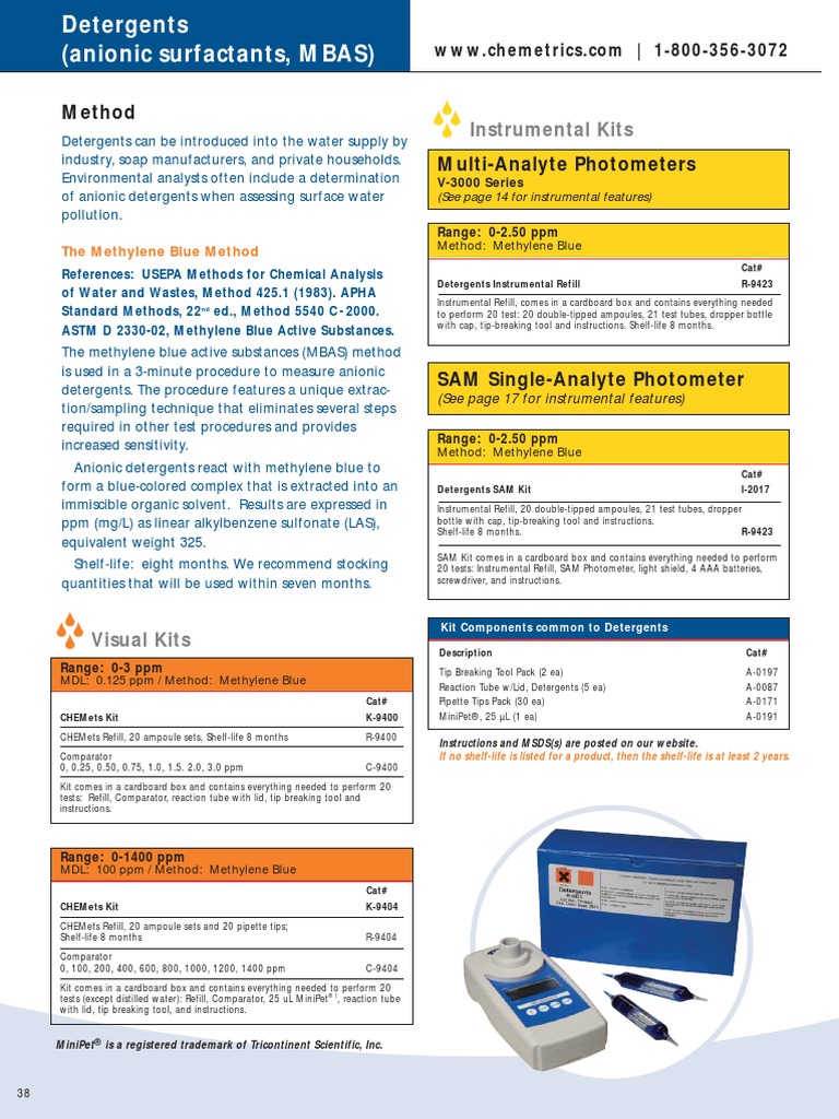 Detergents (Anionic Surfactants, MBAS) | PDF | Detergent | Surfactant