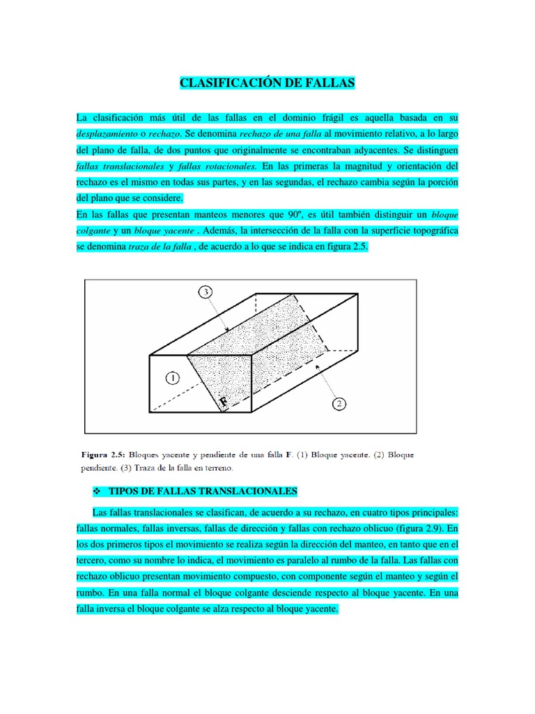 Clasificación De Fallas Pdf Geología Estructural Falla Geología