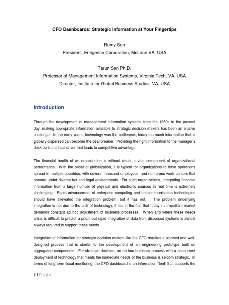 CFO Dashboard Development Strategies | PDF | Chief Financial Officer ...