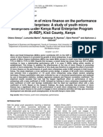 Effect of provision of micro finance on the performance of micro enterprises