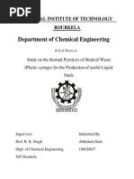 Study On The Thermal Pyrolysis of Medical Waste (Plastic Syringe) For The Production of Useful Liquid Fuels