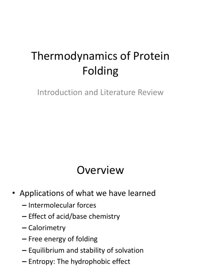 Thermodynamics of Protein Folding PDF Protein Folding Hydrogen Bond