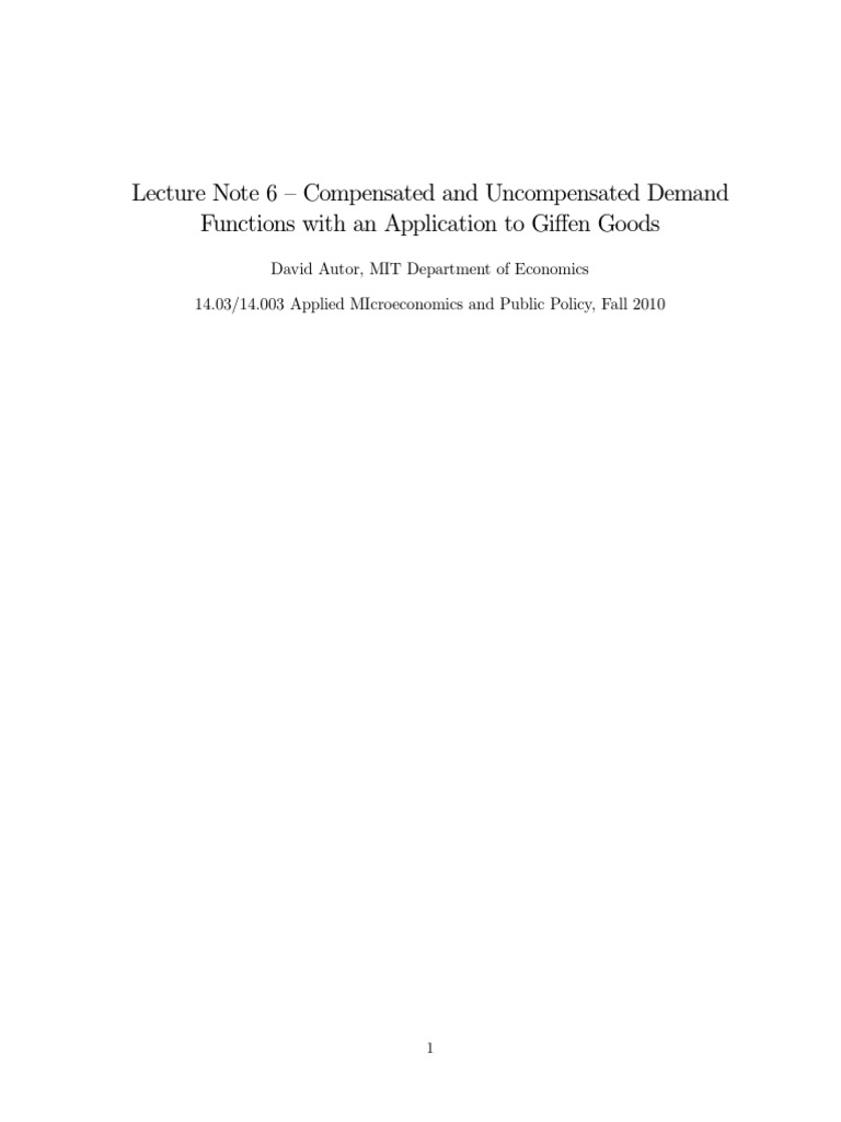 Compensated Demand Curve | PDF