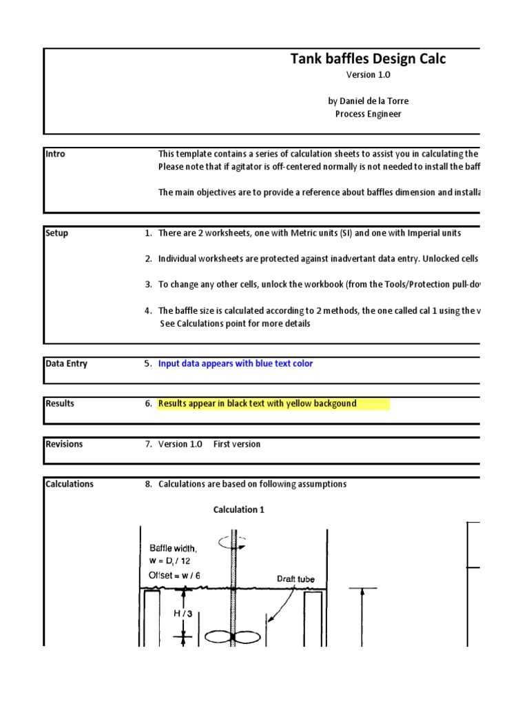 Tank Baffles Design Calc