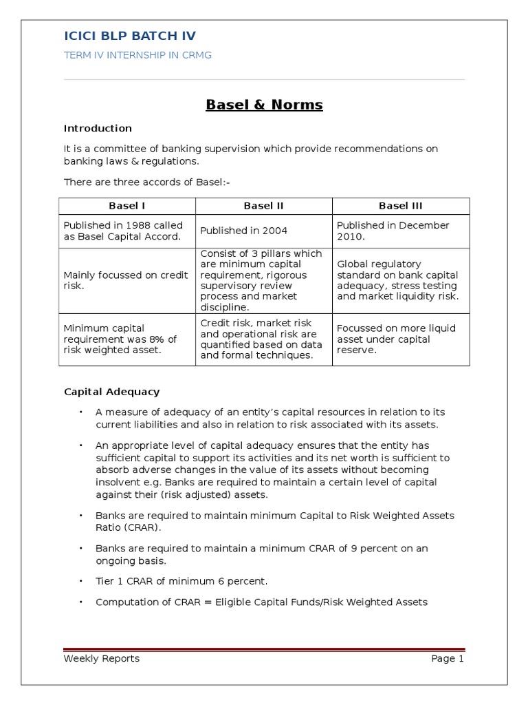 Basel Report | PDF | Capital Requirement | Basel Ii