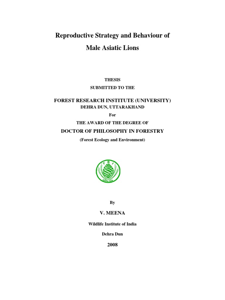 Reproductive Behaviour of Asiatic Lions | Download Free PDF | Felidae