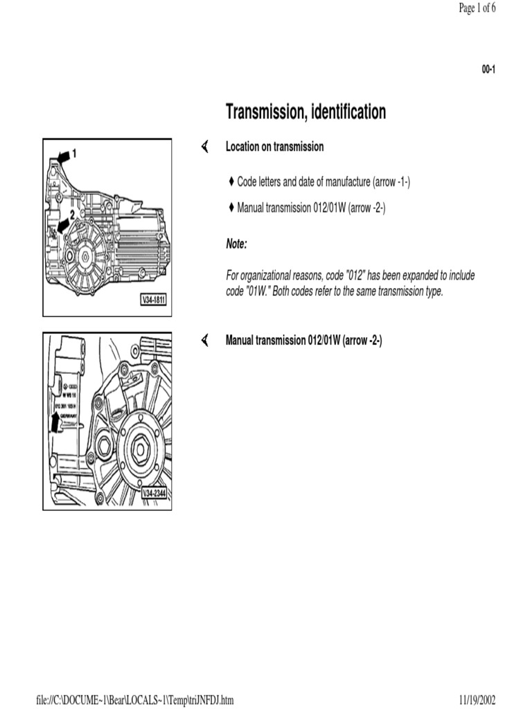 00-1 Manual Transmission ID | Transmission (Mechanics) | Gear