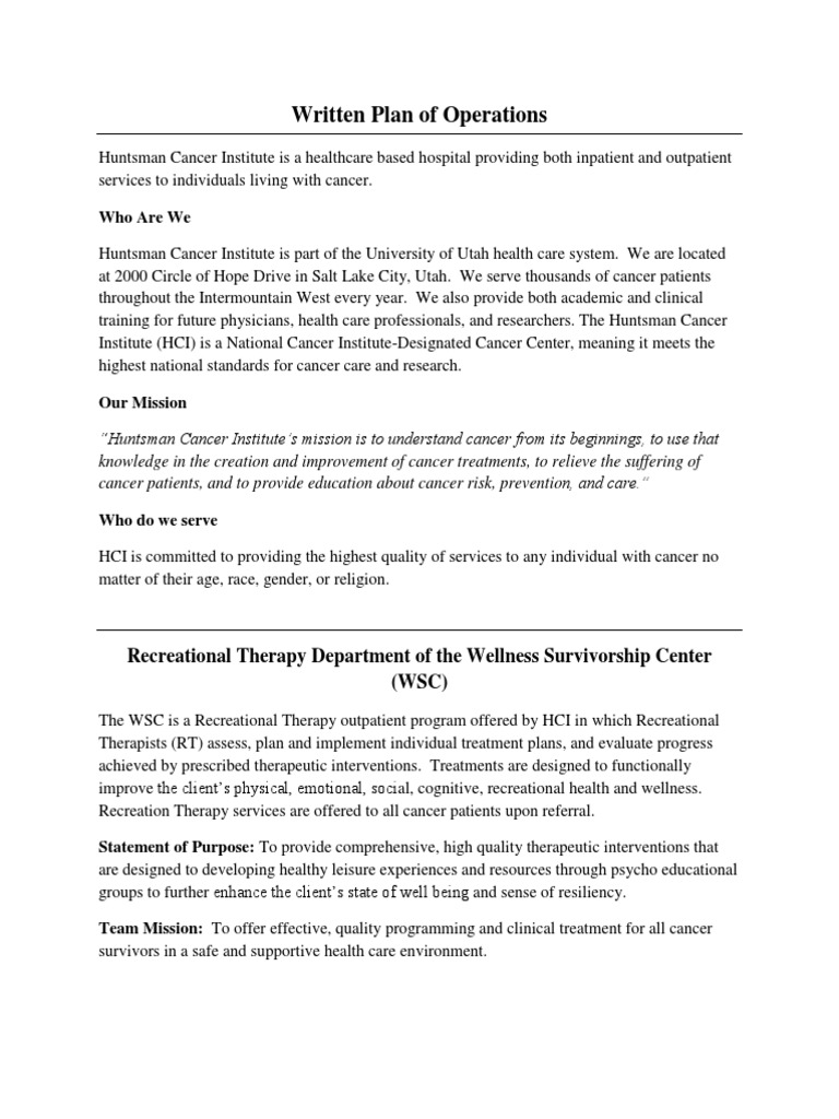Recreational Therapy Program Overview | PDF | Patient | Recreation