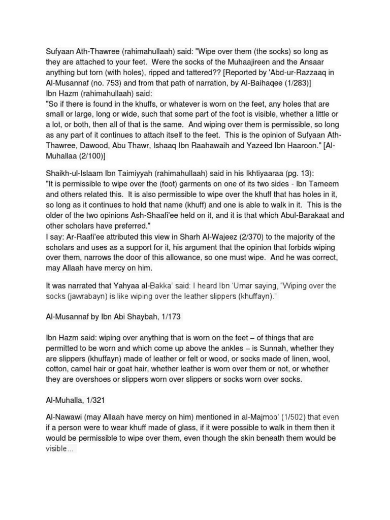 Wiping Over the Socks Sock Sahabah