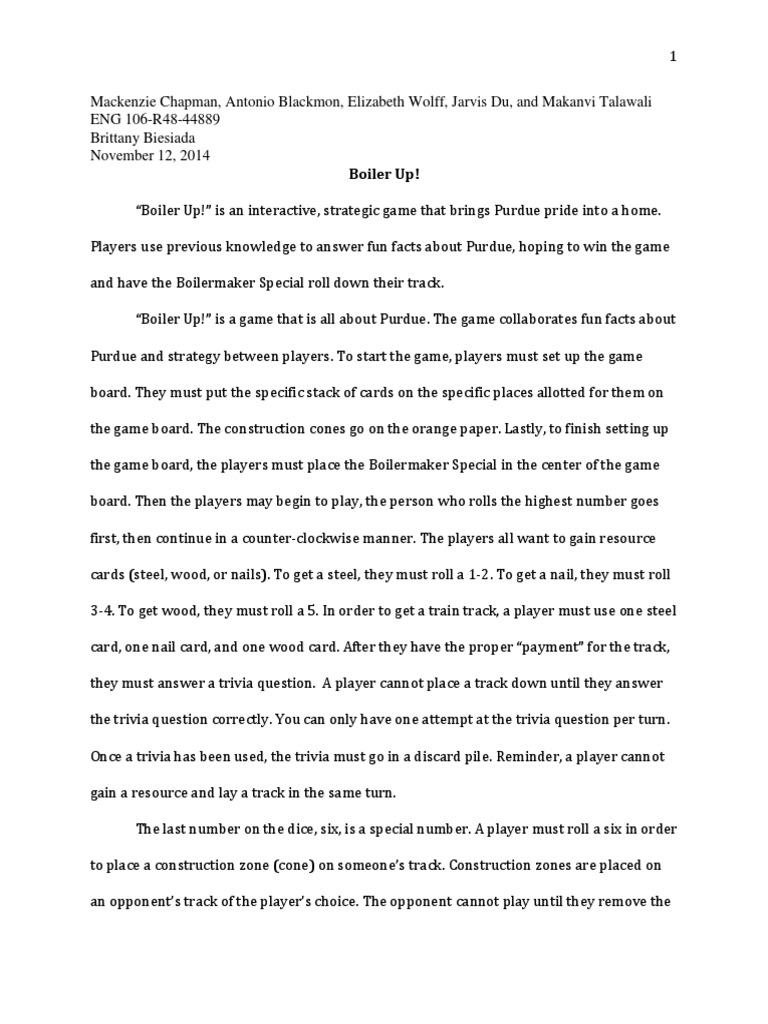 Boiler Up Final W In-Citations-1 | PDF | Game Design | Conceptual Model