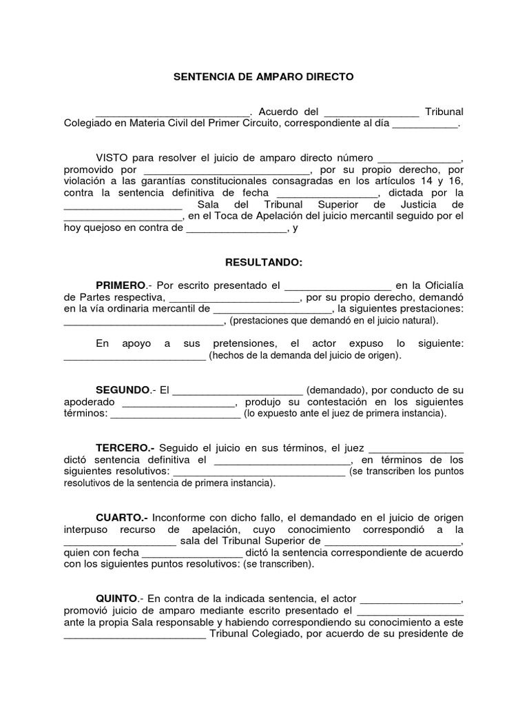 Sentencia de Amparo Directo Civil | PDF | Sentencia (Ley) | Demanda