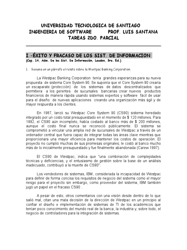 Ejercicios de Ingeniería de Software PDF Ingeniería de software
