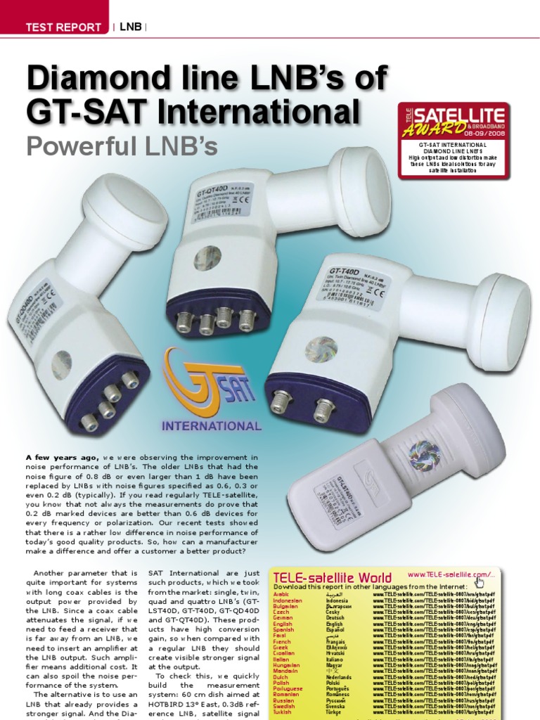 GT-SAT Diamond Line LNB Test Report | PDF | Radio | Electronics