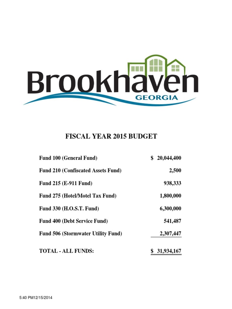 2015 Brookhaven Budget Final Version PDF Federal Insurance