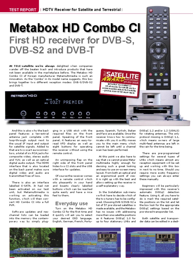 Metabox HD Combo CI Review | PDF | High Definition Television ...
