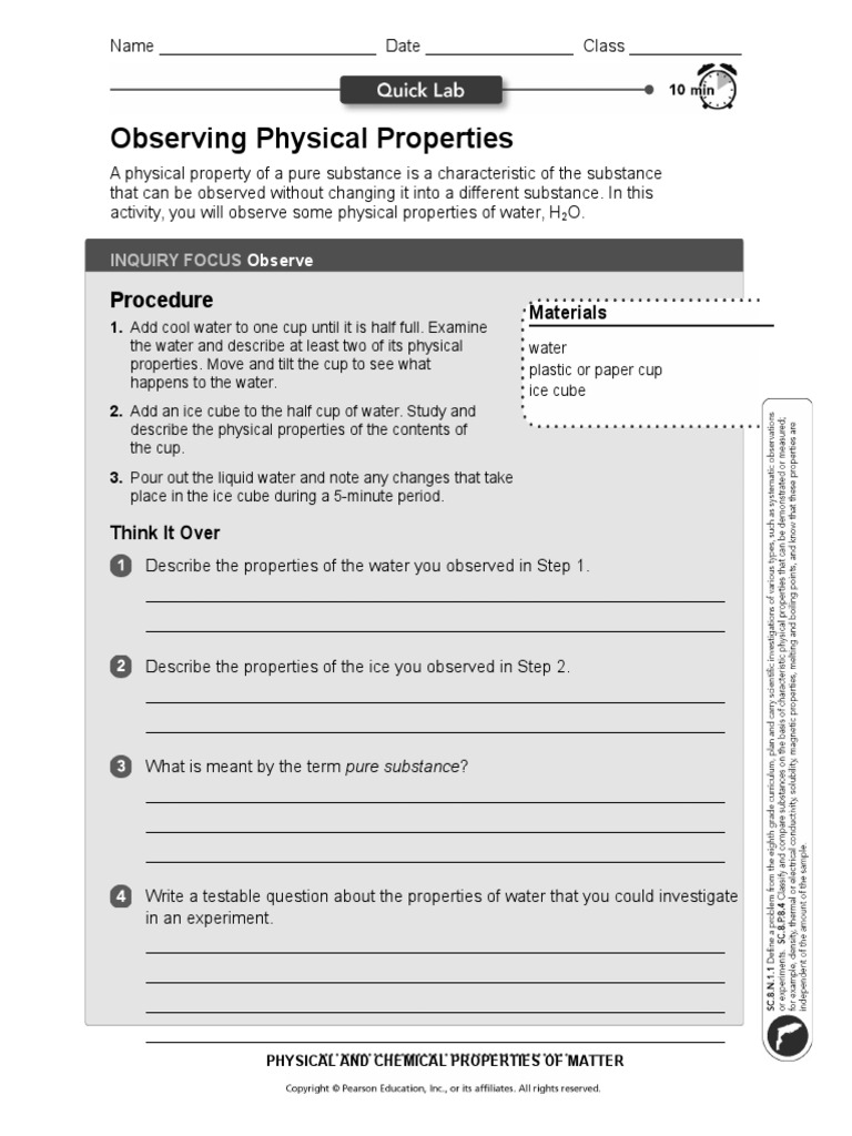 Observing Physical Properties: Procedure | PDF | Science & Mathematics