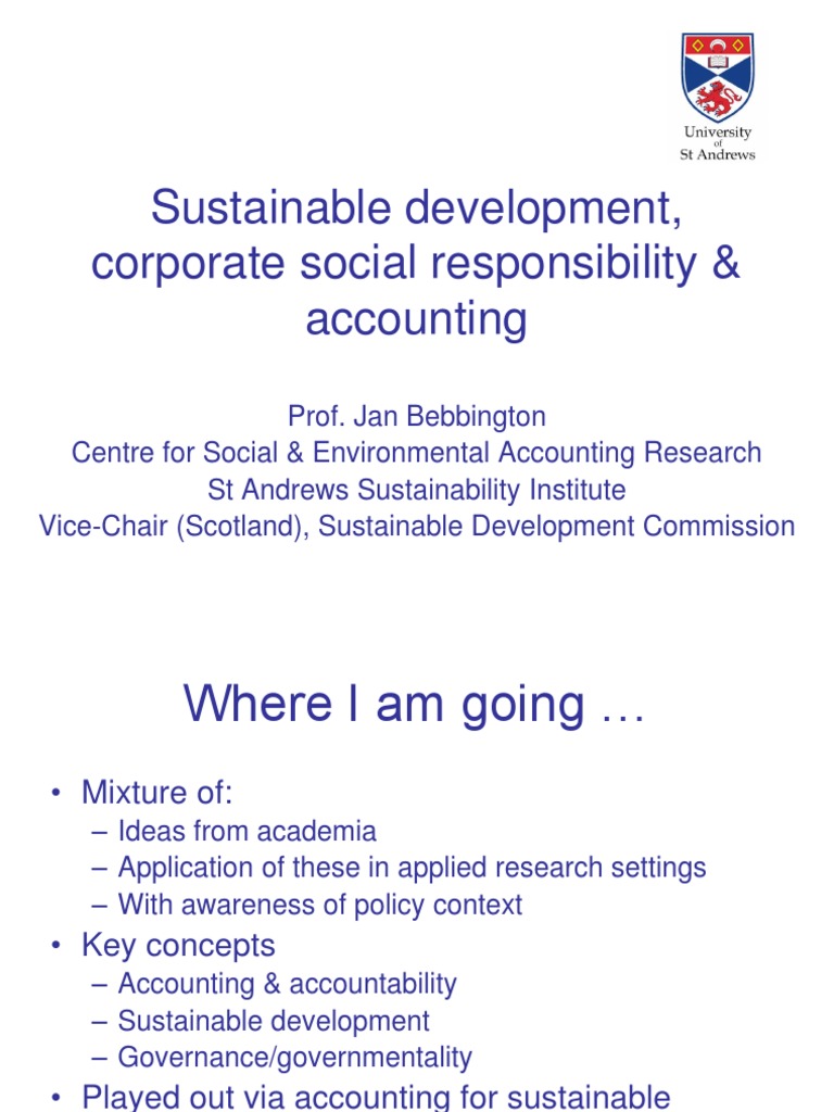 Sustainable Development, Corporate Social Responsibility & Accounting ...