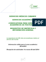 Convocatoria Servicios Académicos de Postgrado. Válida Curso 2014-2015.