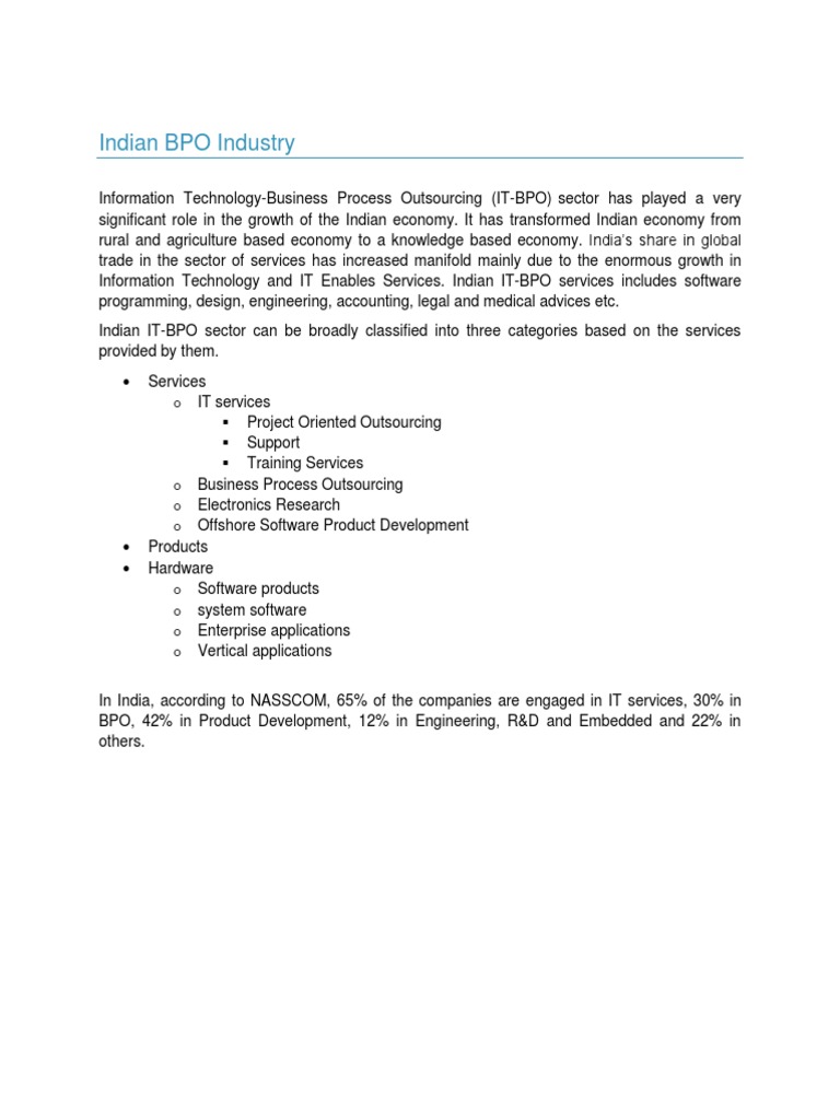 Indian BPO Industry | PDF | Business Process Outsourcing | Economic Growth